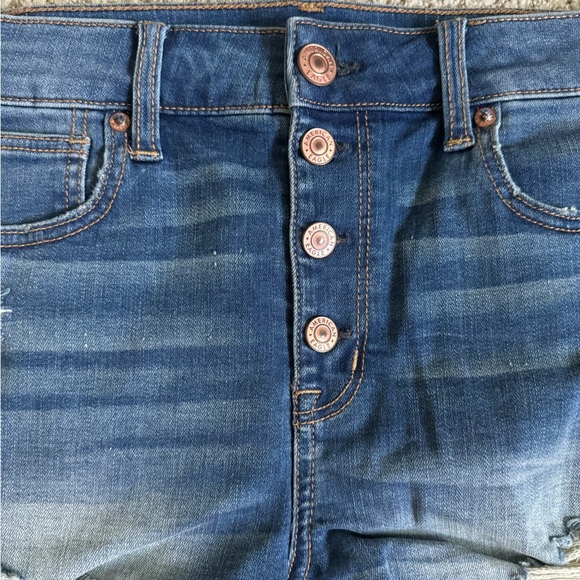 American Eagle High Rise Shortie Shorts Button fly Super Stretch Size 10 - Picture 2 of 8